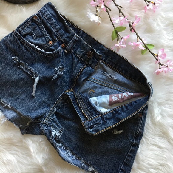 Levi’s 505 Vintage Distressed Jean Shorts Size 28 - Picture 6 of 8